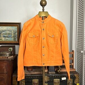 VINTAGE Tommy Hilfiger Orange Denim Moto Jacket